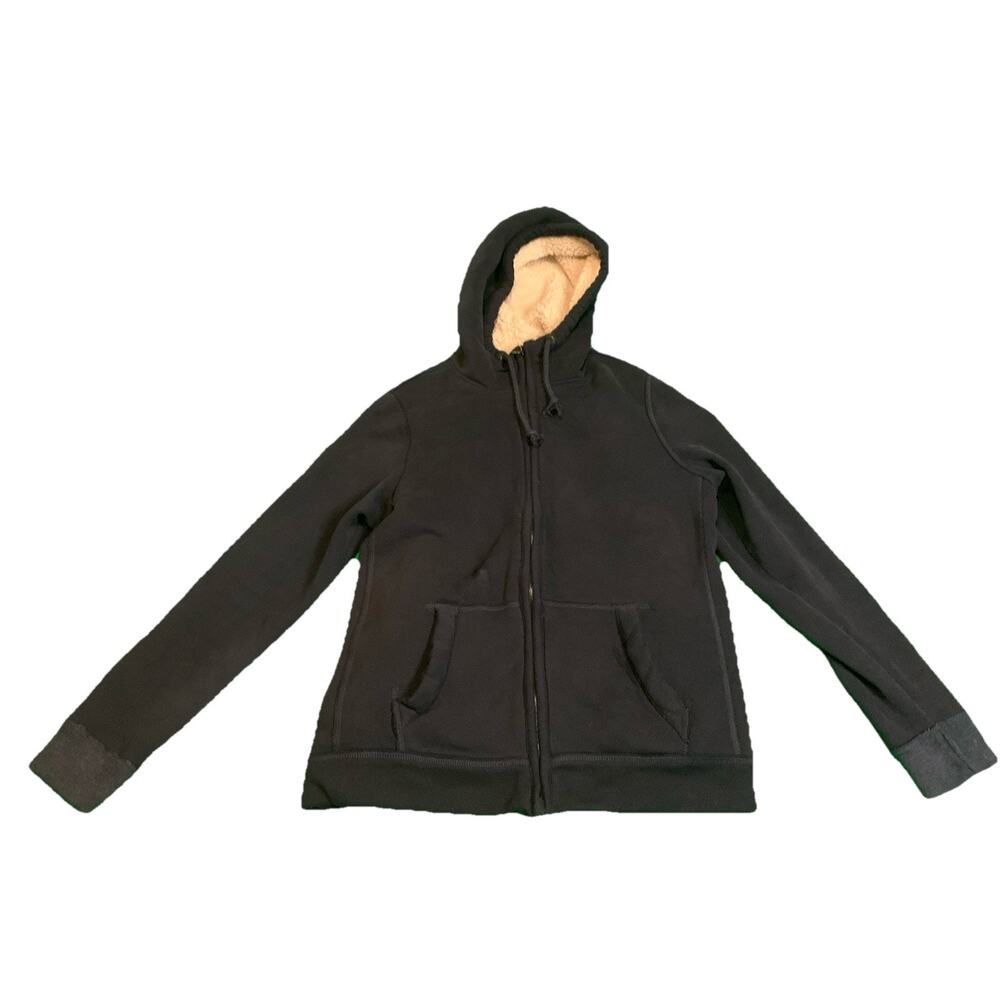 ABERCROMBIE & FITCH SHERPA LINED Men Medium Zip SWEATSHIRT NAVY‎ BLUE Y2K